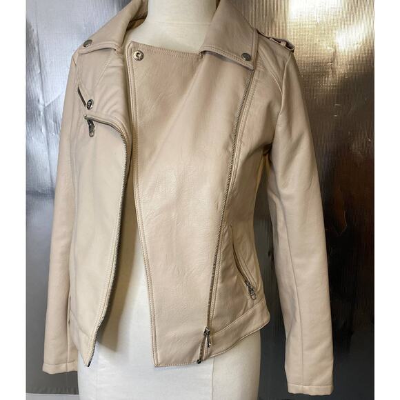 Steve Madden Faux Leather Jacket Beige size S/P - Picture 5 of 14